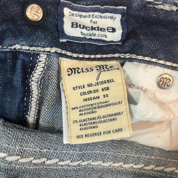 Miss Me Easy Boot Cut Dark Wash Embellished Low Rise  Jeans Size 26 - Picture 10 of 10